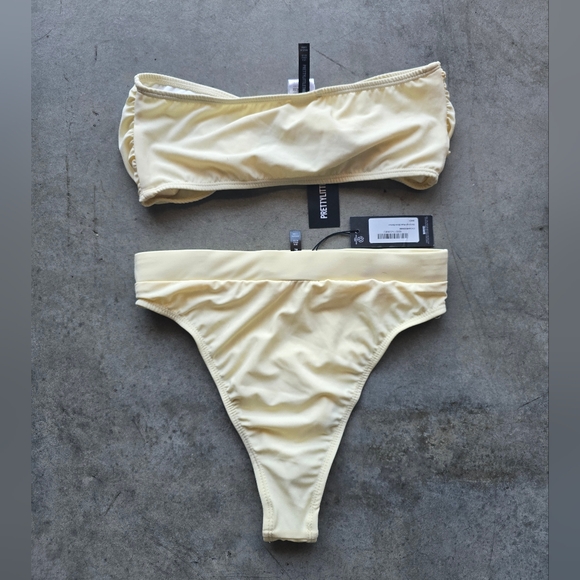 PrettyLittleThing Cream Gold Bikini Set Size 2 - Picture 2 of 4